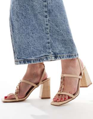 Raid RAID Blink block heeled sandals in natural raffia-Neutral