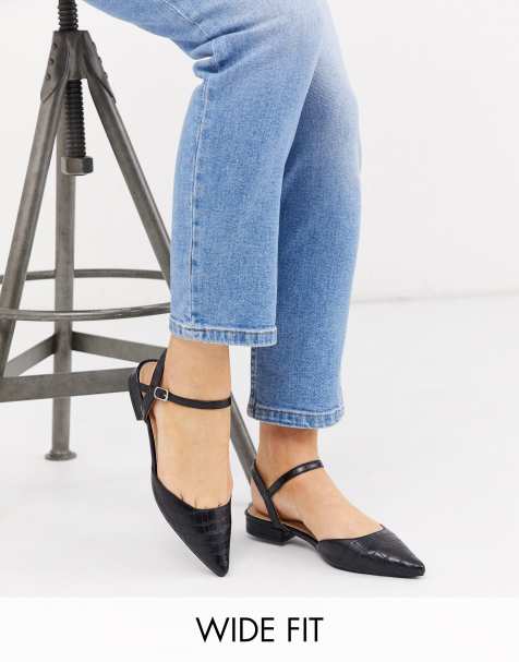 RAID – Bonita – Flache Schuhe in Kroko-Schwarz, weite Passform