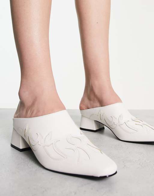 White backless cheap slip on shoes