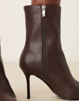 Raid Bronco Stiletto Heel High Ankle Boots In Brown