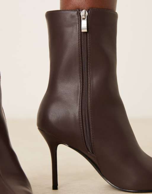 RAID Bronco stiletto heel high ankle boots in brown, 2 of 4