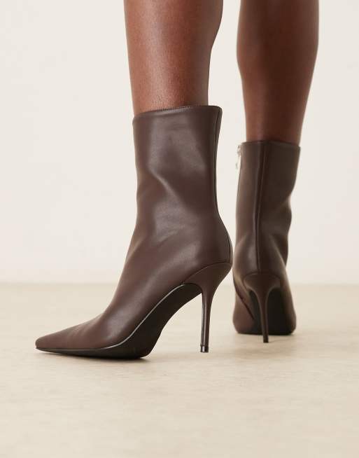 RAID Bronco stiletto heel high ankle boots in brown, 4 of 4