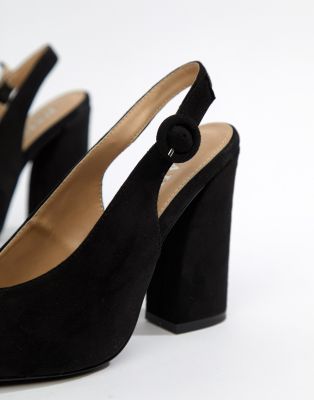 black block heel sling back shoes