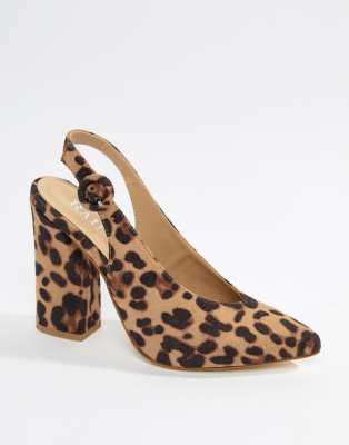 leopard block heel shoes