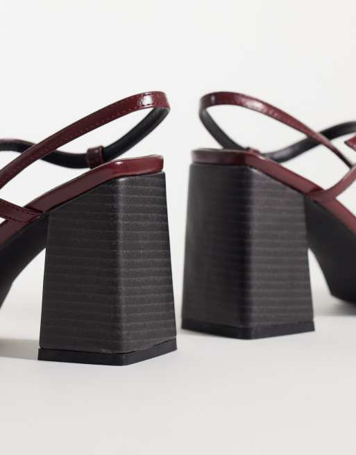 RAID buty slingback na obcasie klockowym ze szpiczastymi noskami w kolorze burgundowym, 4 z 4