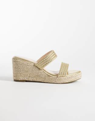 RAID Callen espadrille wedge sandals in gold gold pu