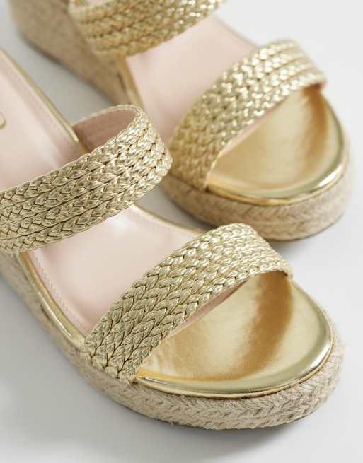 RAID Callen espadrille wedge sandals in gold, 2 of 4