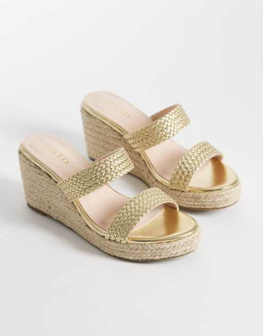RAID Callen espadrille wedge sandals in gold, 4 of 4
