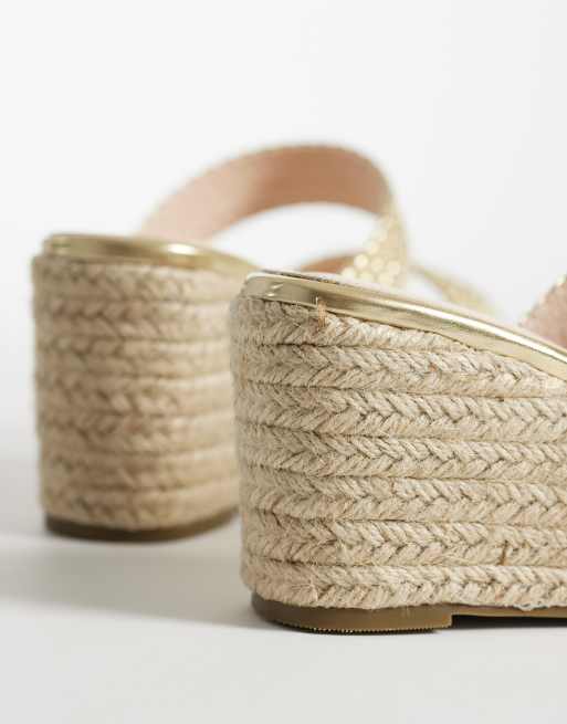 RAID – Callen – Guldfärgade espadrillos med kilklackar, 3 av 4