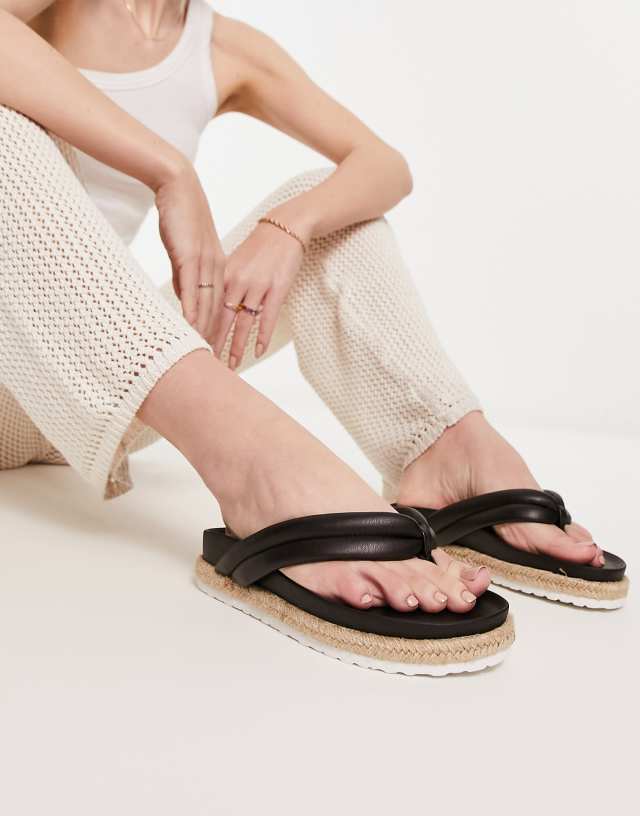 Raid - calvine espadrille toe post sandals in black