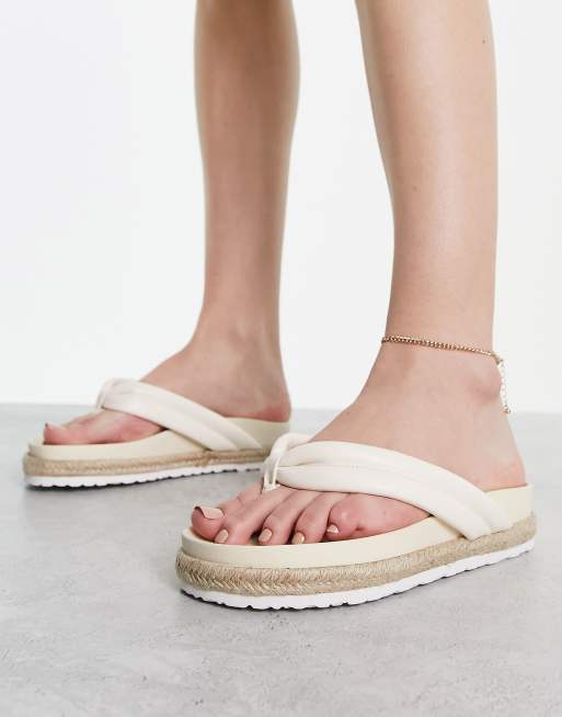 RAID - Calvine - Sandales à entredoigt façon espadrilles - Crème
