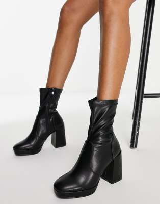 RAID Cannon mid heel platform sock boot in black | ASOS