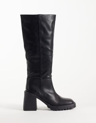 Raid Carnie Block Heel Knee Boots In Black