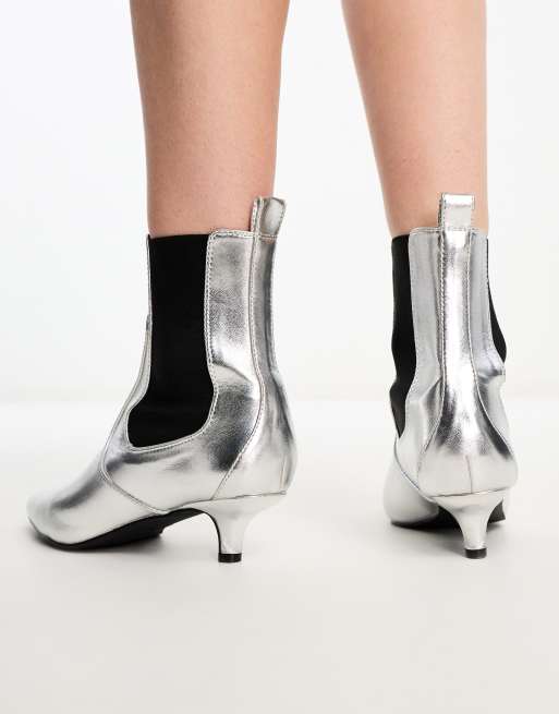 Silver kitten store heel boots