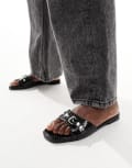 [Raid] RAID Celini flat sandals in black patent 36 Black croc patent