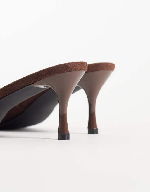 RAID Cerese faux-suede heeled mules in brown, 4 of 4