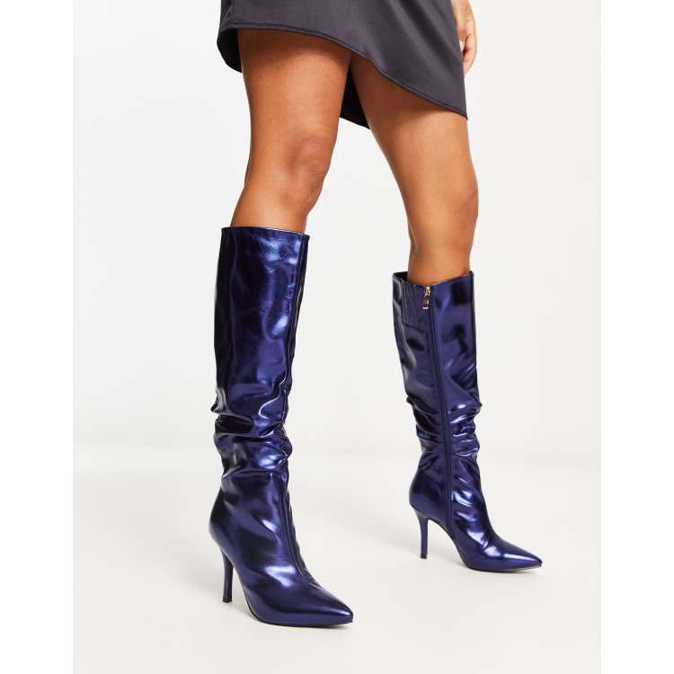 Blue store metallic booties