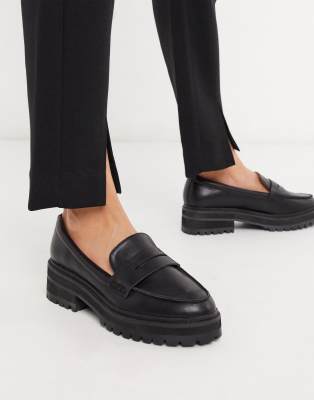 black chunky loafers