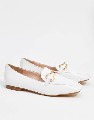 white loafers with gold buckle