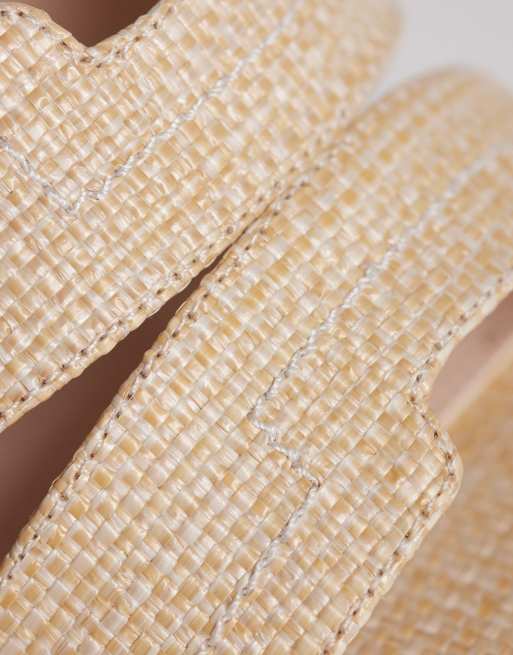 RAID Clydie kitten heel mule sandals in raffia, 3 of 4