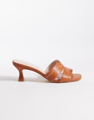Raid Clydie Kitten Heel Mule Sandals In Brown