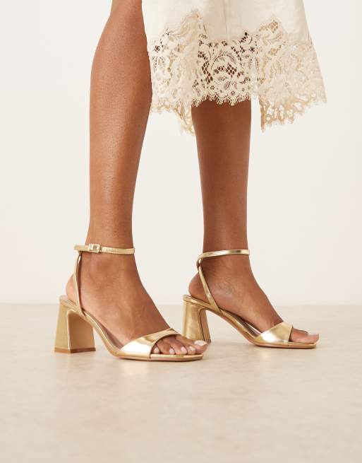 RAID Cora Wide Fit block heel sandals in gold, 4 of 4