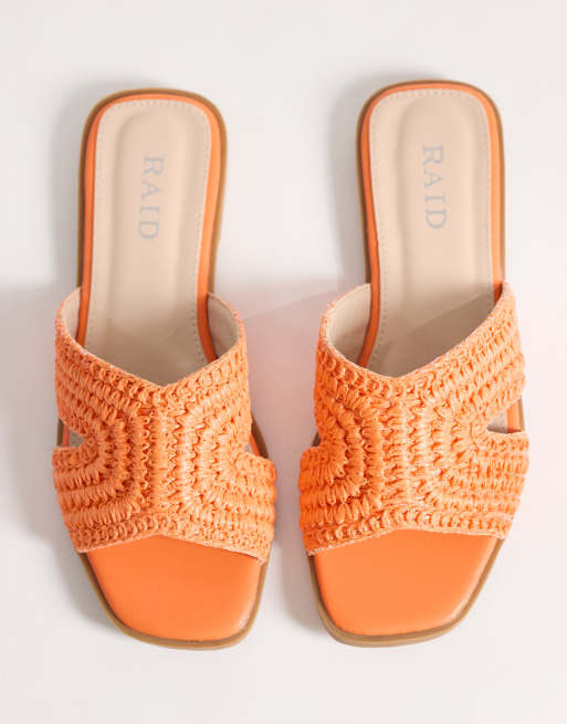 RAID - Coraline - Flade orange slider-sandaler i raffia, 2 af 4