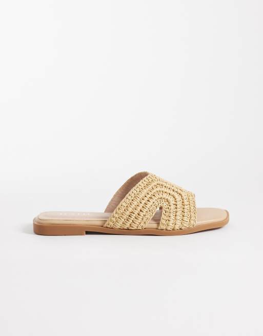 RAID – Coraline – Orange, platta toffelsandaler i raffia, 2 av 4
