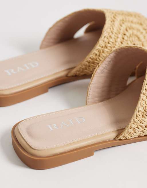 RAID – Coraline – Orange, platta toffelsandaler i raffia, 4 av 4