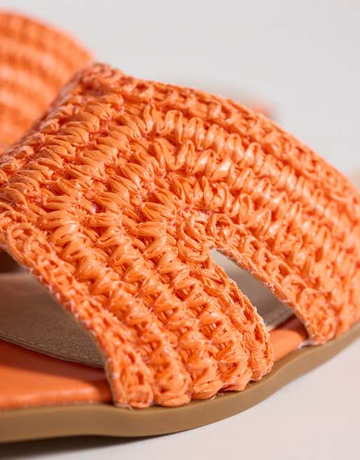 RAID – Coraline – Orange, platta toffelsandaler i raffia, 4 av 4