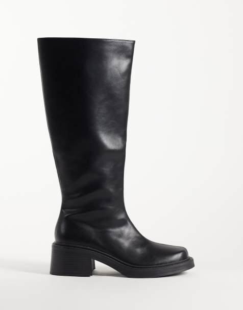 RAID Coretta square toe knee boots in black - view 1