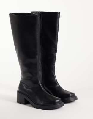 Raid Coretta Square Toe Knee Boots In Black