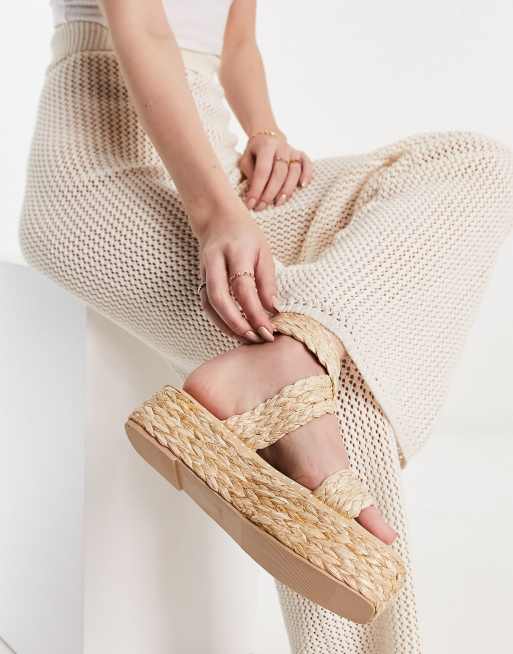 RAID Crystal flatform sandals in natural raffia ASOS