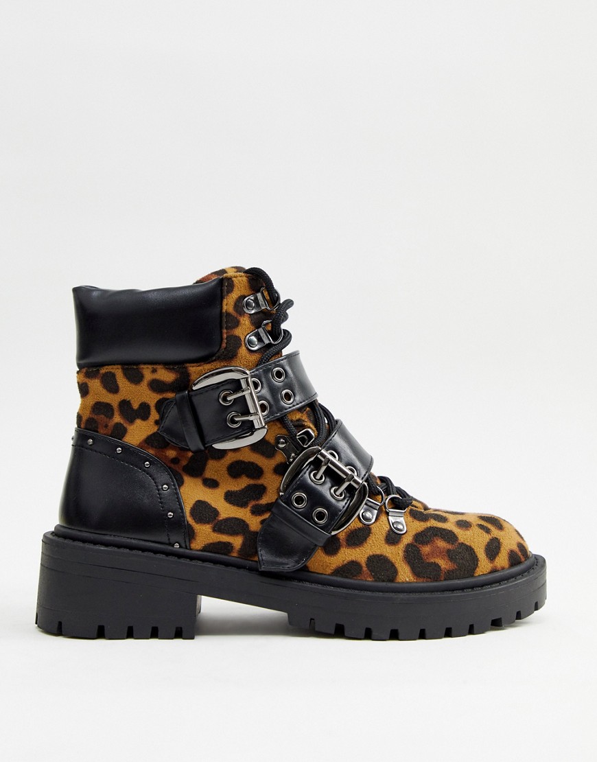 RAID – Daelyn – Leopardmönstrade grova boots-Flerfärgad