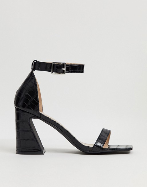 RAID Daisie feature heel sandals in black croc