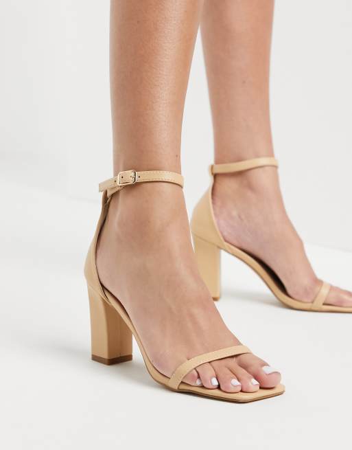 raid wink blush patent square toe block heeled sandals