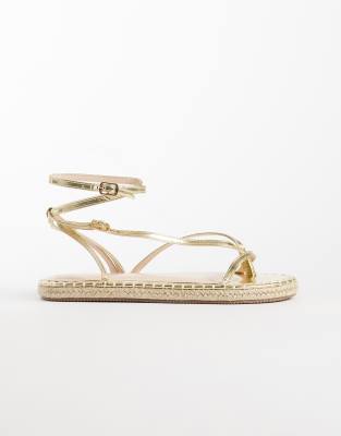 Raid Danita Espadrille Flat Sandals In Gold