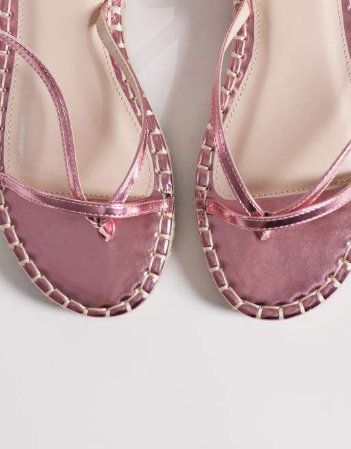 RAID Danita espadrille flat sandals in pink metallic, 2 of 4