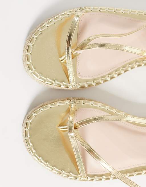 RAID – Danita – Flache Espadrille-Sandalen in Gold, 3 von 4