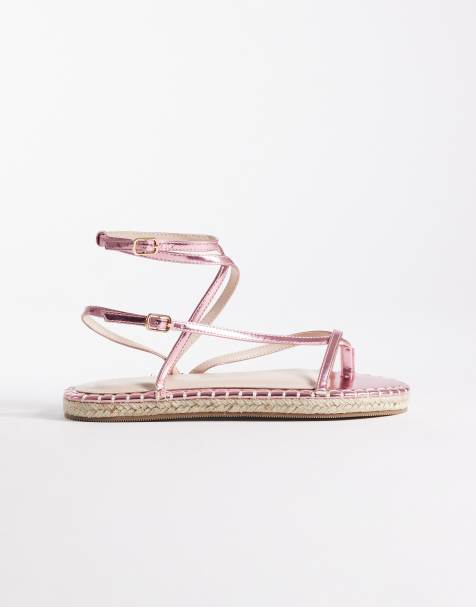 RAID – Danita – Flache Espadrille-Sandalen in Metallic-Rosa - view 1