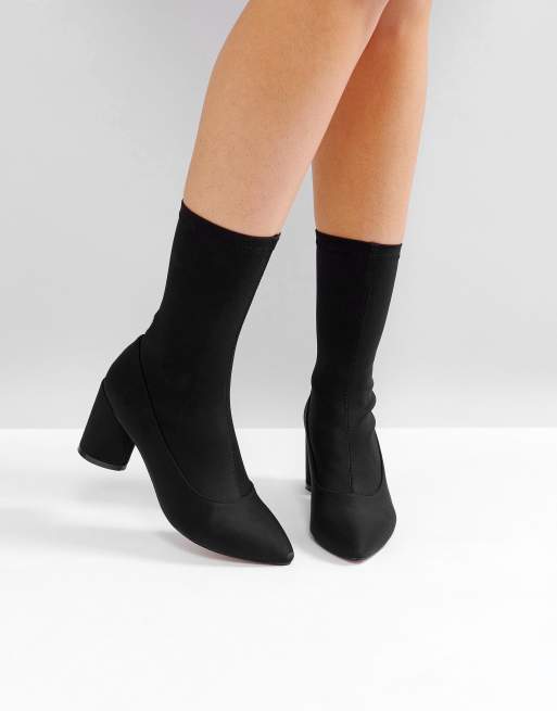 raid dolley black patent heeled ankle boots