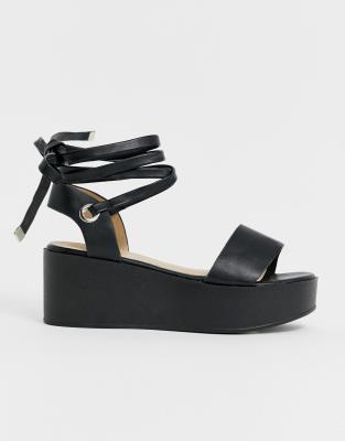 all black flatform sandals