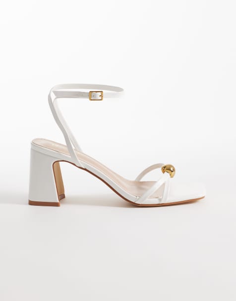 RAID Devena block heeled sandals in gold detail in white - view 1