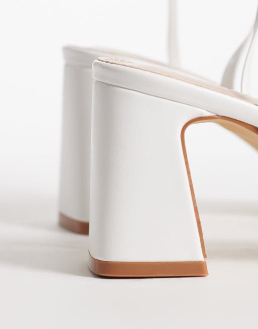 RAID Devena block heeled sandals in gold detail in white, 3 of 4
