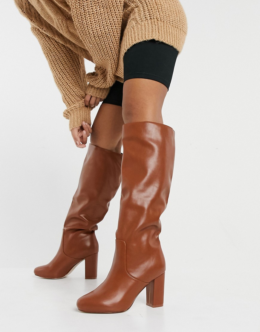 RAID Dileni pull on knee boots in chestnut-Brown