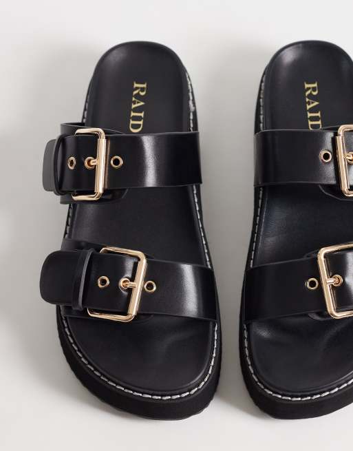RAID Dinnie flatform sandals with buckle in black, 2 of 4