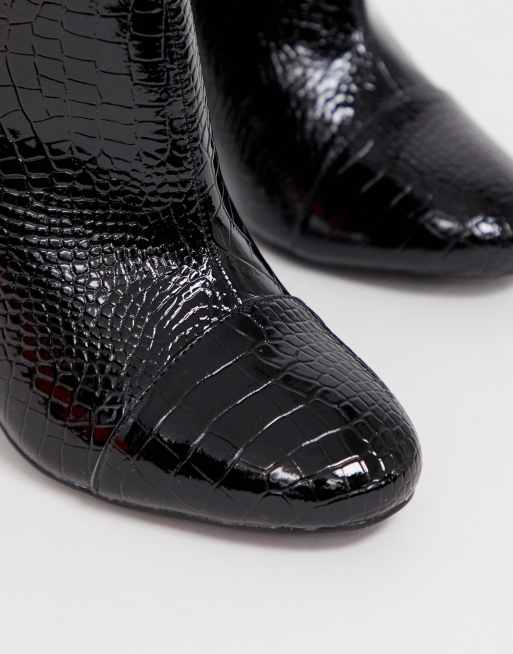 RAID – Dolley – Ankle-Boots aus schwarzem Lackleder mit Kroko-Optik und hohen Absätzen, 4 von 4