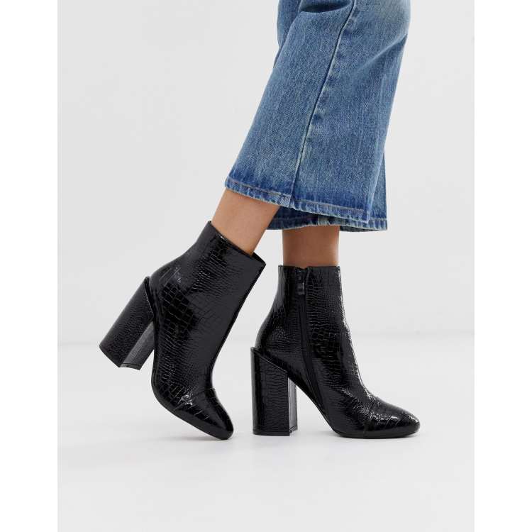 Black patent clearance snakeskin ankle boots