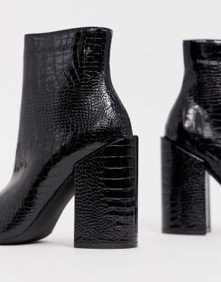 black patent croc chelsea boots