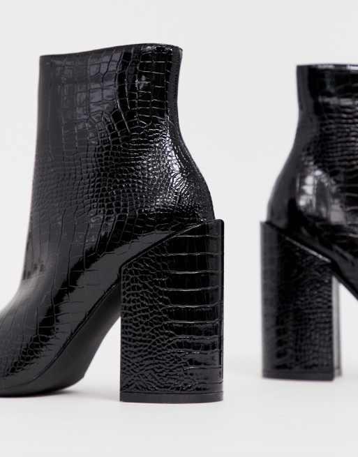 Raid dolley black patent heeled sale ankle boots